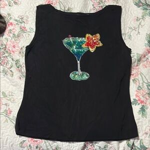 Sweater style tank top with martini